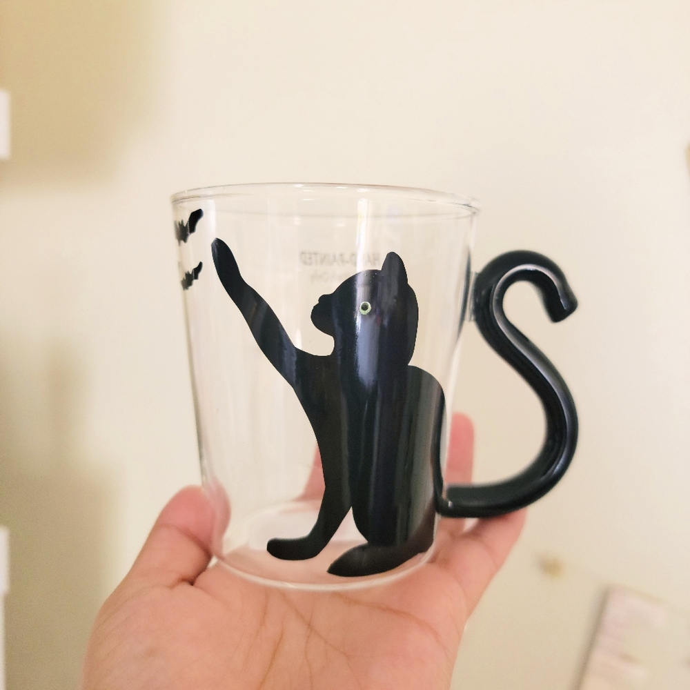 Halloween Black Cat Coffee Glass Mug